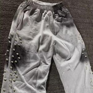 Pantalon de jogging baggy vintage à jambes larges en coton éponge français épais personnalisé pour hommes - Product Image 4