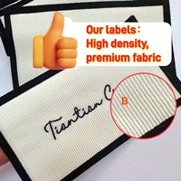 Étiquettes tissées personnalisées en relief pour vêtements, étiquettes de cou haute densité, vente en gros directe d'usine, logo personnalisé OEM, MOQ 65