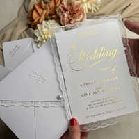 Ensemble d'invitations de mariage en dentelle blanche, cartes en papier, enveloppes, cartes RSVP, détails pour le mariage