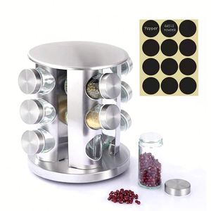 Kitchen Spice Organizer Rack Rotated Spice Rack <b>Rotating</b> Wholesale <b>Display</b> Rack Spice Organizer Storage Kitchen 12 Glass Bottles - Product Image 4