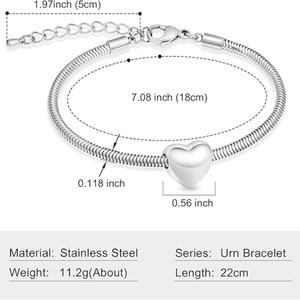 Brazalete de Acero Inoxidable con Logotipo Personalizado en Forma de Corazón, Urna para Cenizas, Joyería Conmemorativa con Interior Hueco - Product Image 2