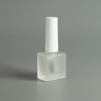 Flacon carré en verre dépoli transparent de 7 ml pour vernis à ongles, vide, pour gel UV ou huile, avec pinceau et bouchon, motif dépoli sérigraphié