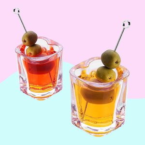 Vasos de <span class=keywords><strong>Tequila</strong></span> Cuadrados Transparentes en Forma de <span class=keywords><strong>Corazón</strong></span> de 45 ml con Base Pesada - Product Image 5