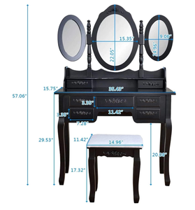 <span class=keywords><strong>Coiffeuse</strong></span> Pliable 3 Miroirs avec 7 Tiroirs <span class=keywords><strong>Coiffeuse</strong></span> Simpliste Reine et Dressing - Product Image 2