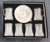 Service à thé 12 pièces en porcelaine fine 180cc avec verres à thé, tasses et soucoupes, avec détails dorés