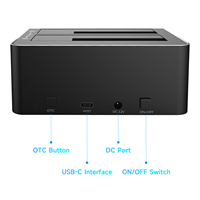 Station d'accueil pour disque dur externe USB C vers SATA à double baie pour HDD/SSD de 2.5/3.5 pouces prenant en charge la fonction de clone/duplicateur hors ligne