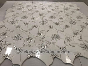 Modernes Design Superweiße Marmor-Perlmutt-Wasserstrahl-Mosaikfliese für Innenwände in Hotels Grafikdesign Inbegriffen - Product Image 3