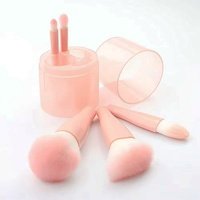 5 pièces/ensemble Portable pratique fibre douce pinceaux de maquillage Mini fond de teint rose pinceau de maquillage fard à paupières ensemble de pinceaux pour les femmes maquillage