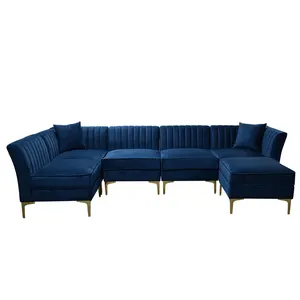 Factory supplier New Fashion Modern fashion design living room soft and comfortable L shape sleeper sofa set