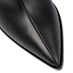 Botas Altas Hasta la Rodilla para Mujer, Talla 46, Ajuste Ancho para Piernas Grandes, Botines de Cuero Vacuno con Punta Puntiaguda y Tacón Alto, Estilo Sexy - Product Image 3