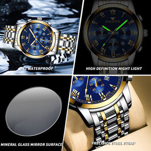 Montre de luxe BINBOND, calendrier lumineux, étanche 30M, polyvalente, sportive, bracelet en acier, montre à quartz - Product Image 6