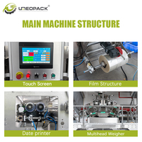 Machine d'emballage automatique à grande vitesse à scellage quatre côtés, remplissage et conditionnement, contrôlée par PLC, type incliné, alimentation par plateau tournant à 10 têtes