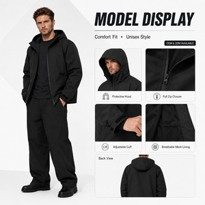 Men's Rain Jacket Waterproof Breathable Windproof with Stand Collar Regular Closure Zipper for Autumn Outdoor Activities