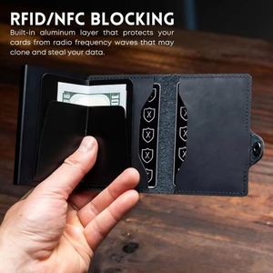 Siy193 Customized Logo Leather Credit Rfid Wallet Pop up Business <b>Id</b> Aluminum Name Card Binder <b>Holder</b> - Product Image 6