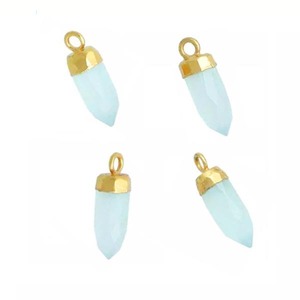 Handmade 925 <b>Silver</b> Spike <b>Necklace</b> with 13x5mm Aqua Chalcedony <b>Birthstone</b> Pendant Children's Party Fashion Jewelry - Product Image 2