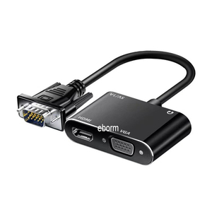 Estéreo 3,5mm y <span class=keywords><strong>VGA</strong></span> a HDMI-compatible + <span class=keywords><strong>VGA</strong></span> Adaptador de pantalla dual 1-IN 2-Out Splitter 1080P Converter para Lenovo Laptop Desktop PC - Product Image 1