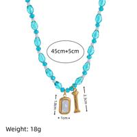 Collar y Pendientes de Acero Inoxidable con Baño de Oro de 18K, Diseño de Pez Pequeño Turquesa, Serie Playa de Verano, Cadena de Eslabones Bohemios de Moda