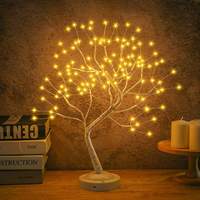 Lampe de table en forme de bouleau moderne à LED, bonsaï, télécommande, alimentation USB/batterie, blanc chaud, intensité variable, décoration intérieure/extérieure