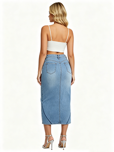 Nouvelle <span class=keywords><strong>jupe</strong></span> en jean brodée très extensible pour <span class=keywords><strong>femme</strong></span> 2026, <span class=keywords><strong>taille</strong></span> <span class=keywords><strong>haute</strong></span>, effet sculptant, style <span class=keywords><strong>crayon</strong></span>, élégante, motif floral vintage - Product Image 4