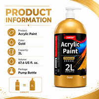 Peinture acrylique dorée 2L avec pompe distributrice, couleur acrylique pour artistes pour toile et art mural, fournitures de peinture artisanale DIY, en vrac