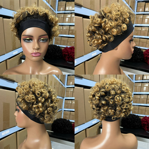 Peluca rizada de pelo humano brasileño, pelo corto con corte Bob <span class=keywords><strong>Pixie</strong></span>, hecha a máquina, 210% de densidad - Product Image 5