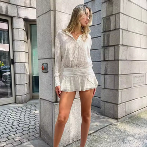 Nuevo Vestido Casual de Verano para Mujer, Cuello Polo, Sexy, con Estampado de Puntos Ondulados, Costuras de Gasa, Vestido Laminado con Diseño de Capullo - Product Image 4