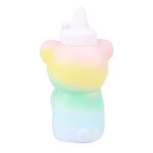Pu <b>Squishy</b> Bear Bottle Toy Rainbow Color Slow Rebound Fidget Toy For Kids 2 To 4 Years Unisex - Product Image 2