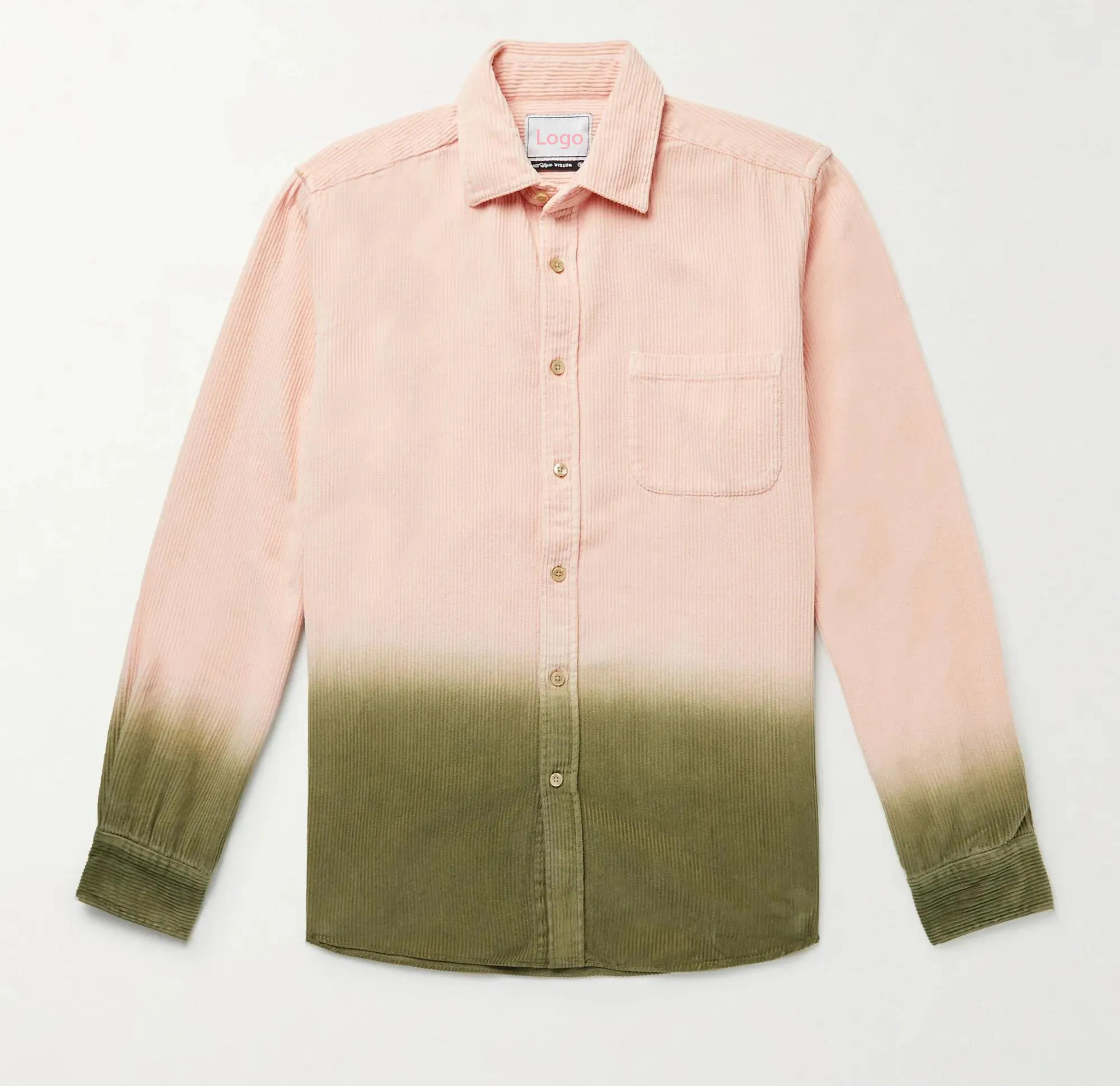 Custom Plus Size s m l xl xxl xxxl Dip-dyed cotton corduroy shirt