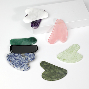 Piedra de Masaje de Jade de Cristal Natural de Cuarzo Rosa Personalizada, Acupresión Facial y Corporal, Masajeador Facial Gua Sha, Certificado CE - Product Image 1