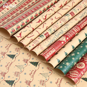 Qibai papier d'emballage cadeau de Noël épaissi papier d'emballage kraft de Noël <span class=keywords><strong>arbre</strong></span> wapiti boîte-cadeau - Product Image 2