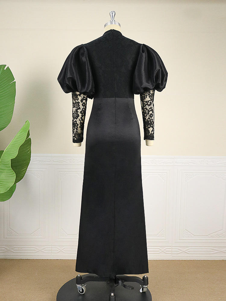 elegant silver black combi gown for plus size