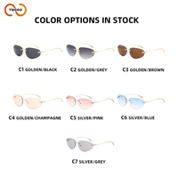 TWOOO T1685 Nouvelle Arrivée Lunettes de Soleil Tendance Y2K en Métal Sans Monture à Bords Coupés, Forme Ovale, Petite Monture, Vente en Gros, Logo Personnalisé