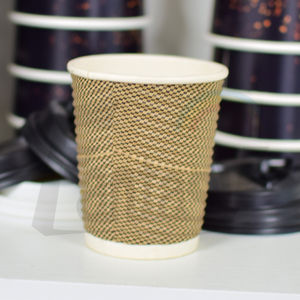 Conception personnalisée du fabricant, modèle mural ondulé, tasse creuse à double couche, bon matériau, tasses à café en papier avec couvercles - Product Image 4