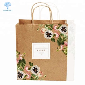 Custom Design Full Color Printed Kraft Paper <b>Gift</b> Packing Flower Paper Bag - Product Image 2
