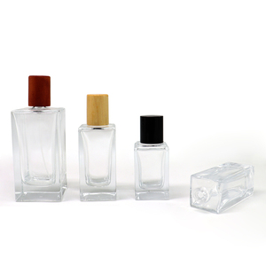 30ml 50ml 100ml Thick Bottom <b>Clear</b> Crimp Neck Empty <b>Glass</b> Spray Perfume Bottle With Wooden Cap - Product Image 6