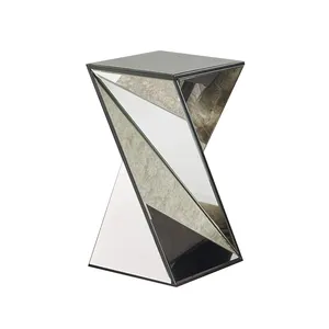 Modern Shinny Crystal Glass Pedestal side end table side table
