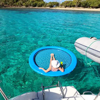 Hamac à eau flottant rond personnalisé en PVC Flotteur Chaise longue de piscine Hamac à eau gonflable portable avec maille
