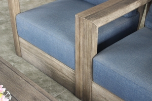 Ensemble de canapés modernes en teck imperméable pour l'extérieur, protection solaire, mobilier de jardin en bois massif pour villa, parc, hôtel, plage, patio, cour - Product Image 4