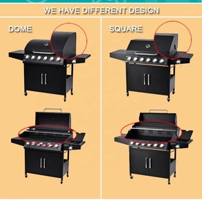 Griglia a Gas Commerciale con 6 Bruciatori in <span class=keywords><strong>Ghisa</strong></span> Argentata, Certificazione CE, <span class=keywords><strong>BBQ</strong></span> Rimovibile con Tavolo - Product Image 6