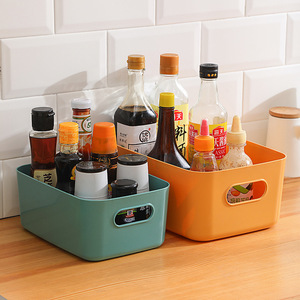 Plastic Storage <b>Bin</b> Rectangle No Lid For Home <b>Kitchen</b> Desk Organization White Gray Apricot Color - Product Image 3
