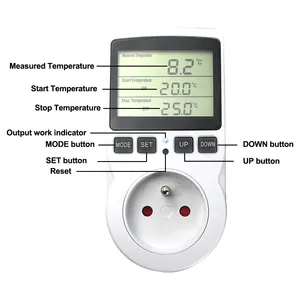 Thermostat numérique grand écran EU/US/FR/UK avec prise <span class=keywords><strong>de</strong></span> contrôle <span class=keywords><strong>de</strong></span> température, minuterie et <span class=keywords><strong>sonde</strong></span> pour chauffage et refroidissement - Product Image 6