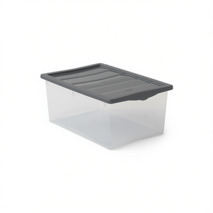 Boîte de rangement Spring S Gris 350x250x150mm Conteneur en plastique PP pour l'organisation de la salle de bain Empilable Design minimaliste - Product Image 3