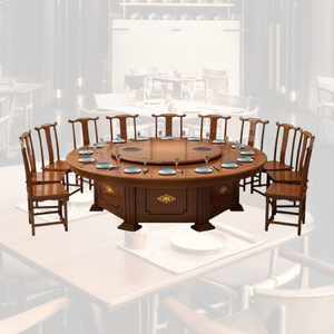 Table à manger rotative ronde en <span class=keywords><strong>bois</strong></span> avec rangement - Product Image 2