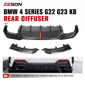 Difusor Trasero de 3 Piezas Estilo KB de Fibra de Carbono Seca con LED para <span class=keywords><strong>BMW</strong></span> Serie 4 G22 G23 430i M440i Coupé Convertible <span class=keywords><strong>2020</strong></span>+ - Product Image 1