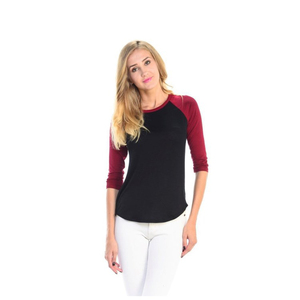 T-<span class=keywords><strong>shirt</strong></span> personnalisé pour <span class=keywords><strong>femme</strong></span> à manches raglan, manches longues, color block, style baseball, coupe ample et décontractée, avec bordure contrastante et col rond - Product Image 2