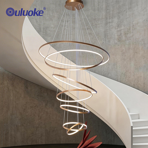 Lampadario a Sospensione LED Moderno in Oro, 3 Temperature di Colore, in Ferro e Alluminio per Hotel, Lobby, Centro Commerciale, Lampada di Lusso - Product Image 3