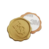Autocollants de sceau de cire autocollants personnalisés avec logo personnalisé en or, matériau PVC imperméable pour l'utilisation de bougies et les enveloppes