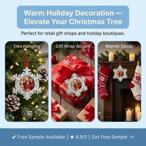 Ornamento Natalizio Personalizzato con Fiocchi <span class=keywords><strong>di</strong></span> <span class=keywords><strong>Neve</strong></span> in Perline, Cornice in Feltro Artigianale per Foto, Regalo Commemorativo per le Festività, Vendita all'Ingrosso - Product Image 4