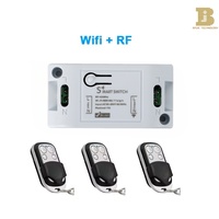 Commutateur intelligent contrôlé par application Tuya Wifi & RF double télécommande 433m de synchronisation pour courant 10A et tension 5V sans fil
