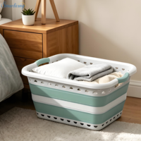 Panier à linge à deux poignées de 45 L, panier de rangement pour la collecte des vêtements sales à la maison, vente chaude